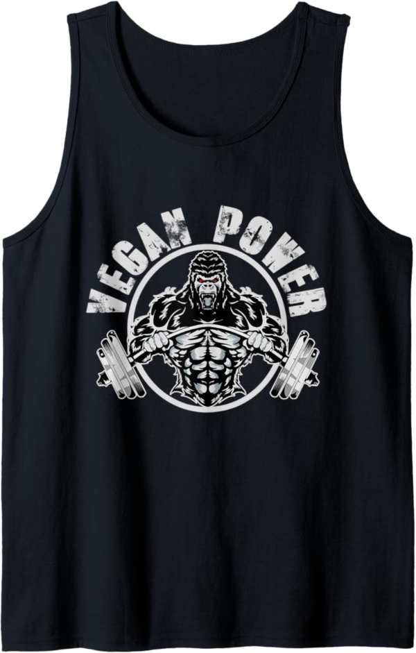 Vegan Power - Vegan Muscle Gorilla Bodybuilder Workout Tank ... - Image 2